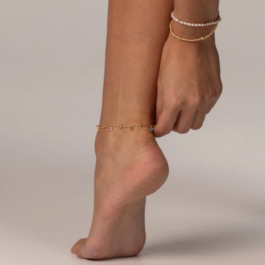 Balibay  Ziara -  Fusskette mit Zirkonia aus 925 Silber 14 Karat vergoldet 