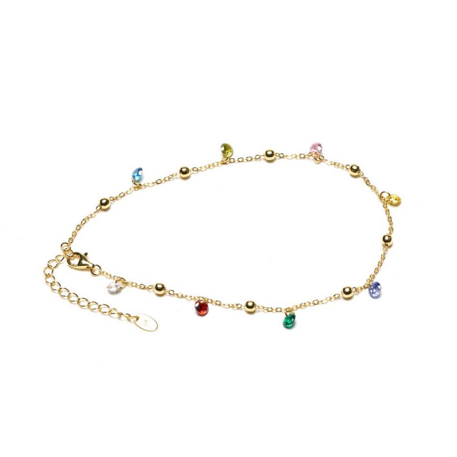 Balibay  Ziara -  Fusskette mit Zirkonia aus 925 Silber 14 Karat vergoldet 