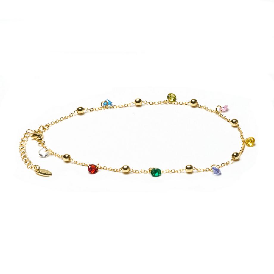 Ziara -  Fusskette mit Zirkonia aus 925 Silber 14 Karat vergoldet