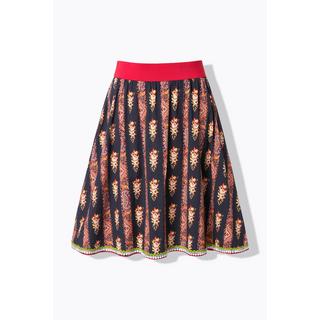 Ulla Popken Trachtenrock A-Linie Elastikbund Zierbänder Spitze  