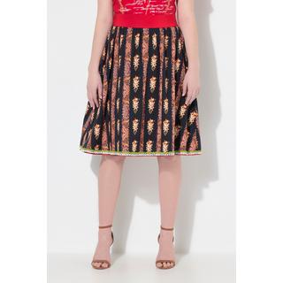 Ulla Popken Trachtenrock A-Linie Elastikbund Zierbänder Spitze  