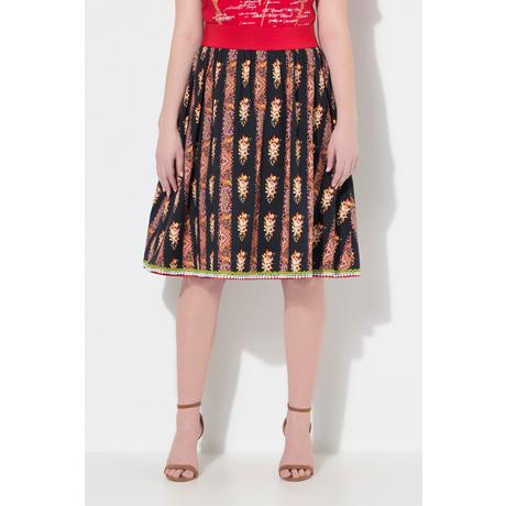 Ulla Popken Trachtenrock A-Linie Elastikbund Zierbänder Spitze  