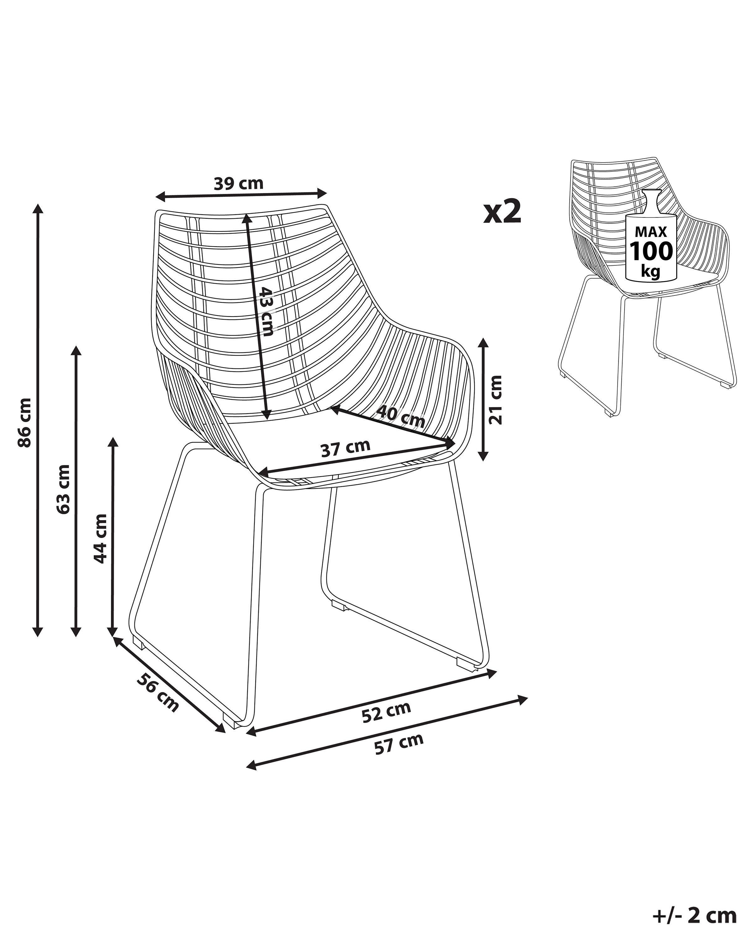 Beliani Lot de 2 chaises de salle à manger en Acier Glamour ANNAPOLIS  