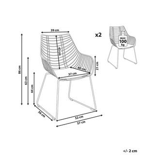 Beliani Lot de 2 chaises de salle à manger en Acier Glamour ANNAPOLIS  