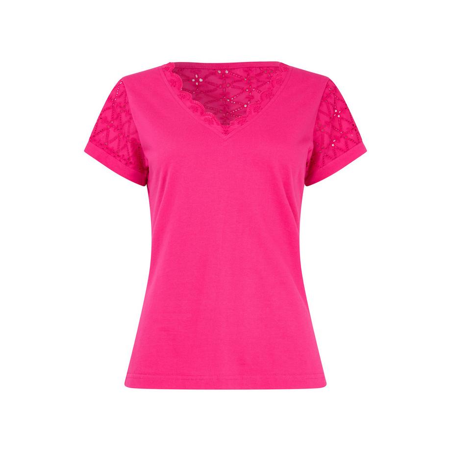 Joe Browns Jersey-T-Shirt mit Broderie-Einsatz und V-Ausschnitt  