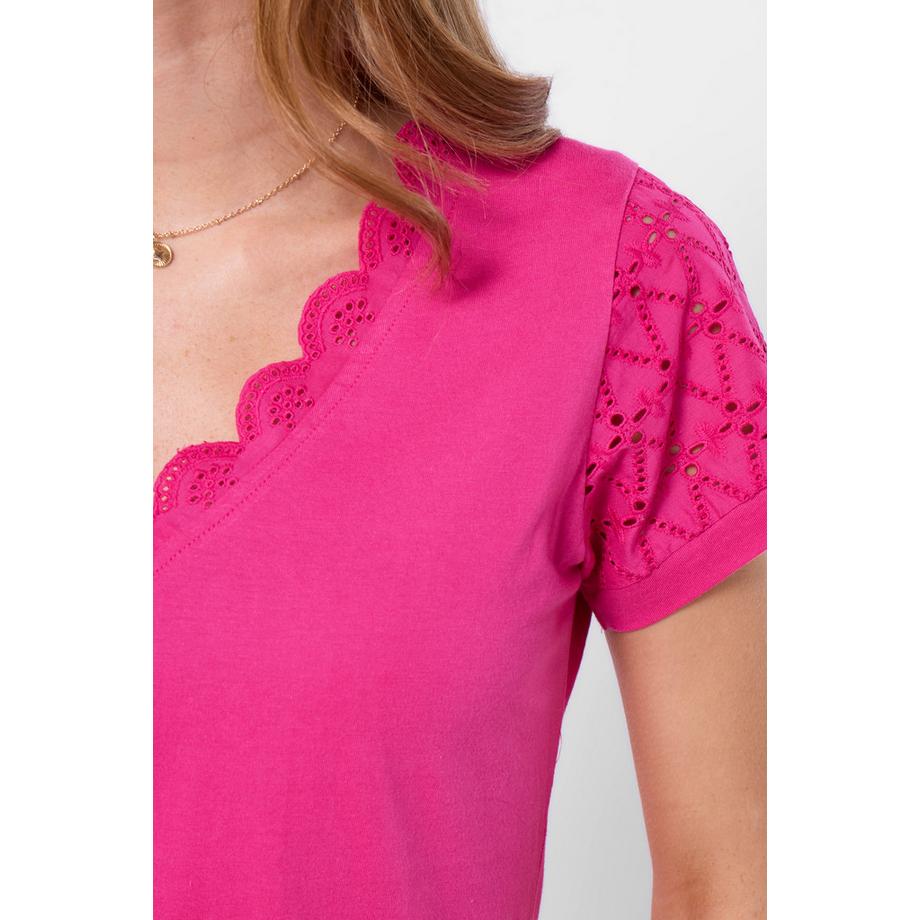 Joe Browns Jersey-T-Shirt mit Broderie-Einsatz und V-Ausschnitt  