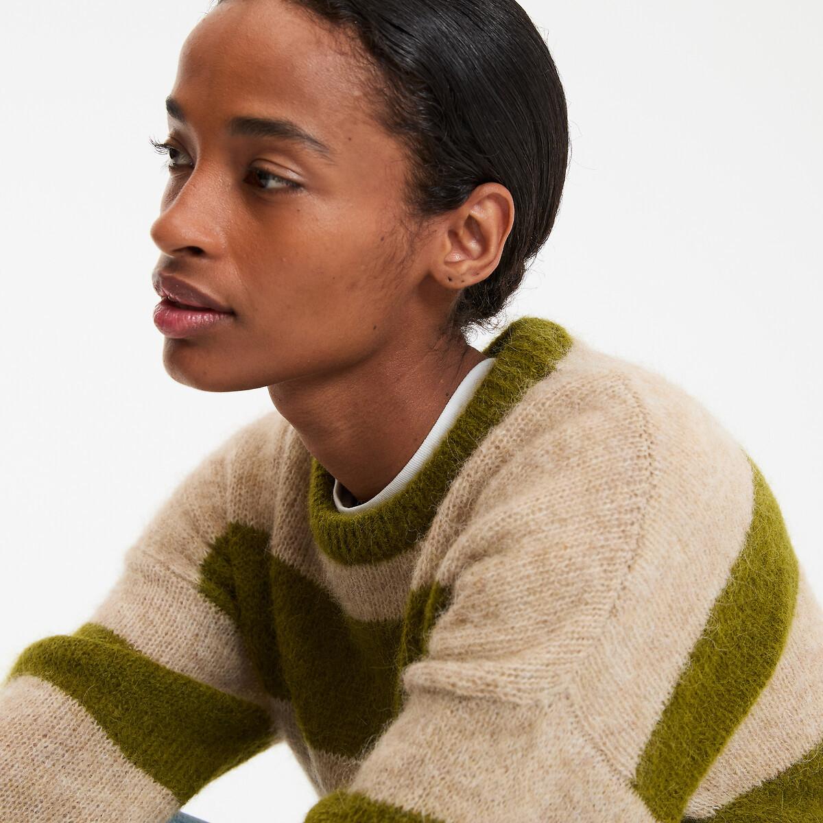 La Redoute Collections Pull col rond en grosse maille rayé  