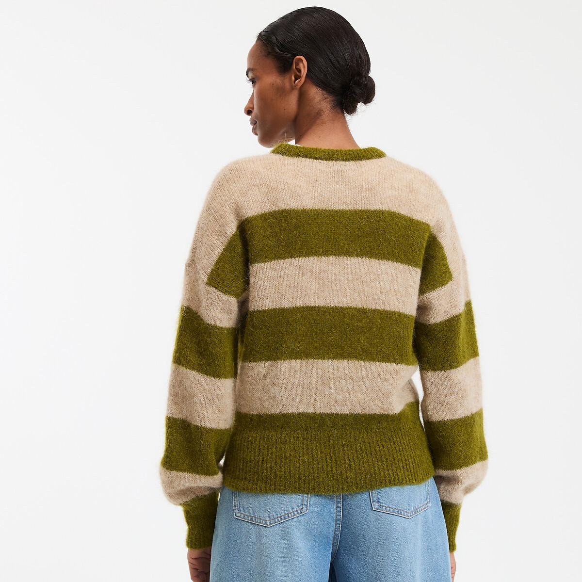 La Redoute Collections Pull col rond en grosse maille rayé  