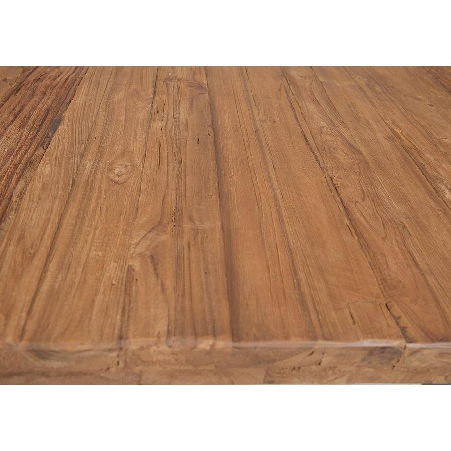 mutoni Massivholztisch 180x100 - Teak natur - Metall antiksilber  