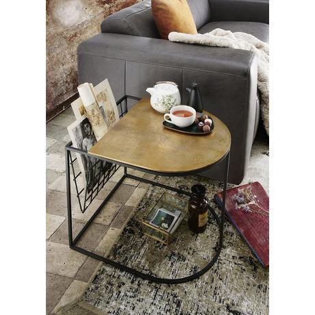 mutoni Table d'appoint Mali aluminium or antique 55x47  