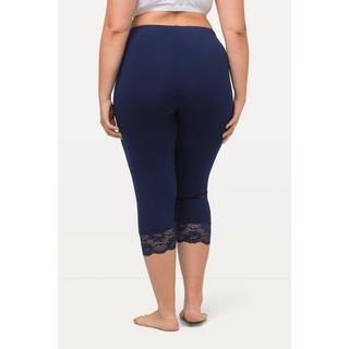 Ulla Popken  Capri, elastischer Spitzensaum navy 