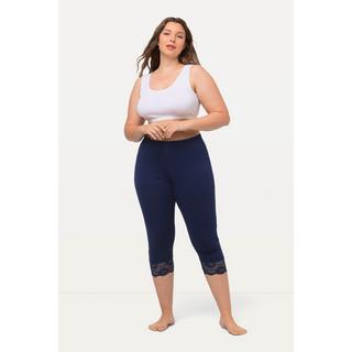 Ulla Popken  Capri, elastischer Spitzensaum navy 