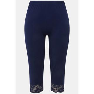 Ulla Popken Capri Leggings elastischer Spitzensaum  