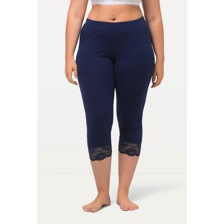 Ulla Popken Capri Leggings elastischer Spitzensaum  