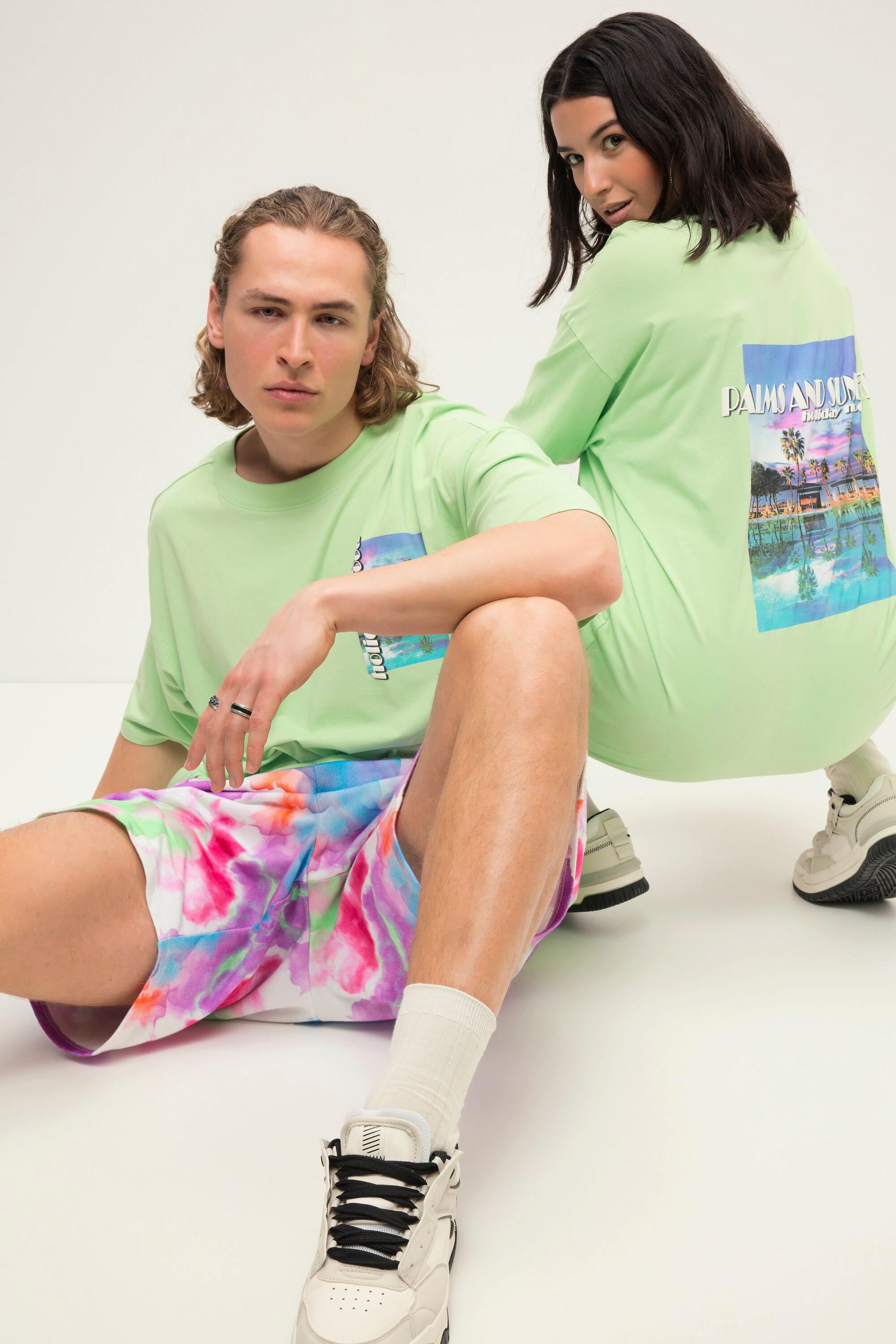 Studio Untold Oversize Palmenprint Rundhals Halbarm Unisex Shirt  