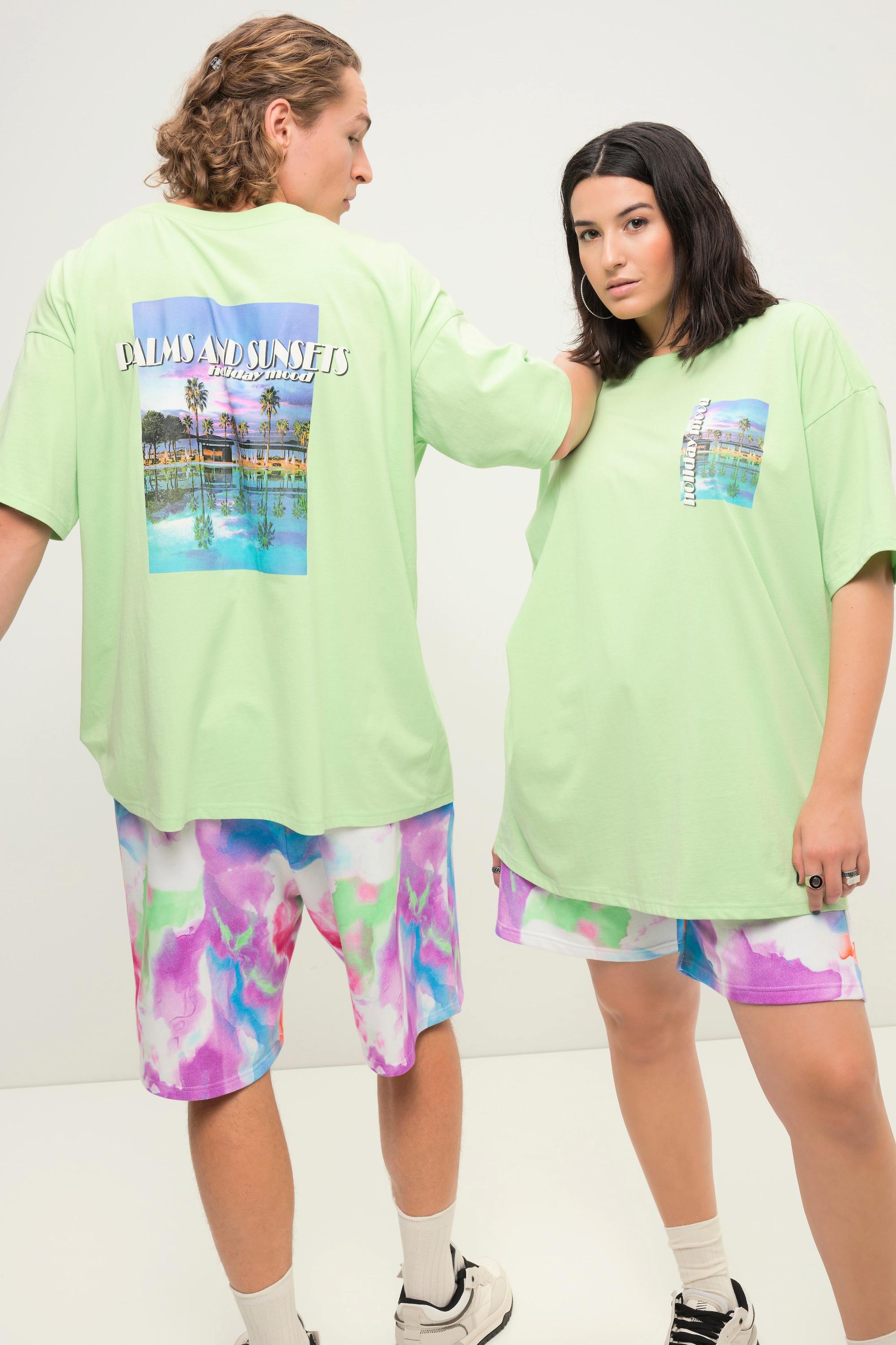 Studio Untold Oversize Palmenprint Rundhals Halbarm Unisex Shirt  