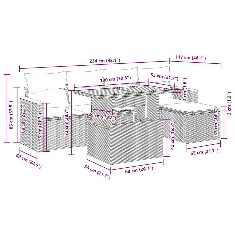 VidaXL Garten sofagarnitur poly-rattan  