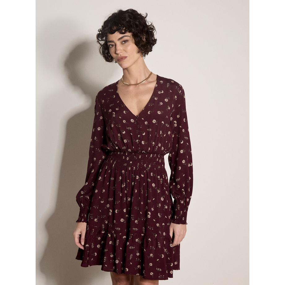 Vintage-Minikleid aus Crêpe mit Blumenmuster