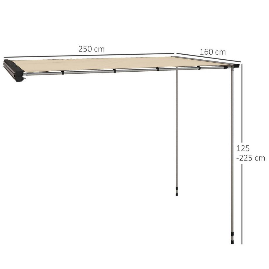 Northio Tendalino 1,6 x 2,5 m per roulotte e SUV, tendalino estensibile, tetto parasole idrorepellente in kaki  