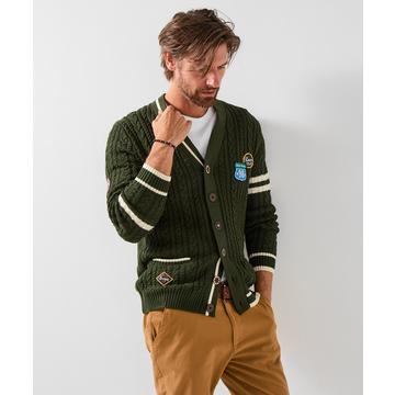 Klassische Preppy-Strickjacke mit V-Ausschnitt