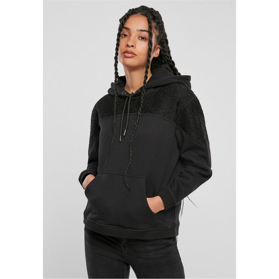 URBAN CLASSICS Felpa con Cappuccio Lace Inset  