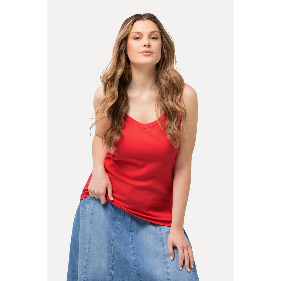 Ulla Popken Ripptop Slim V-Ausschnitt ärmellos schmale Träger  