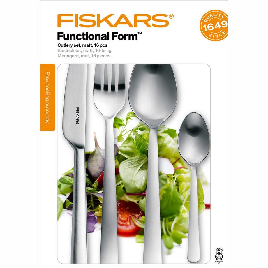 Fiskars Ménagère 16 pièces dans un coffret cadeau mat  
