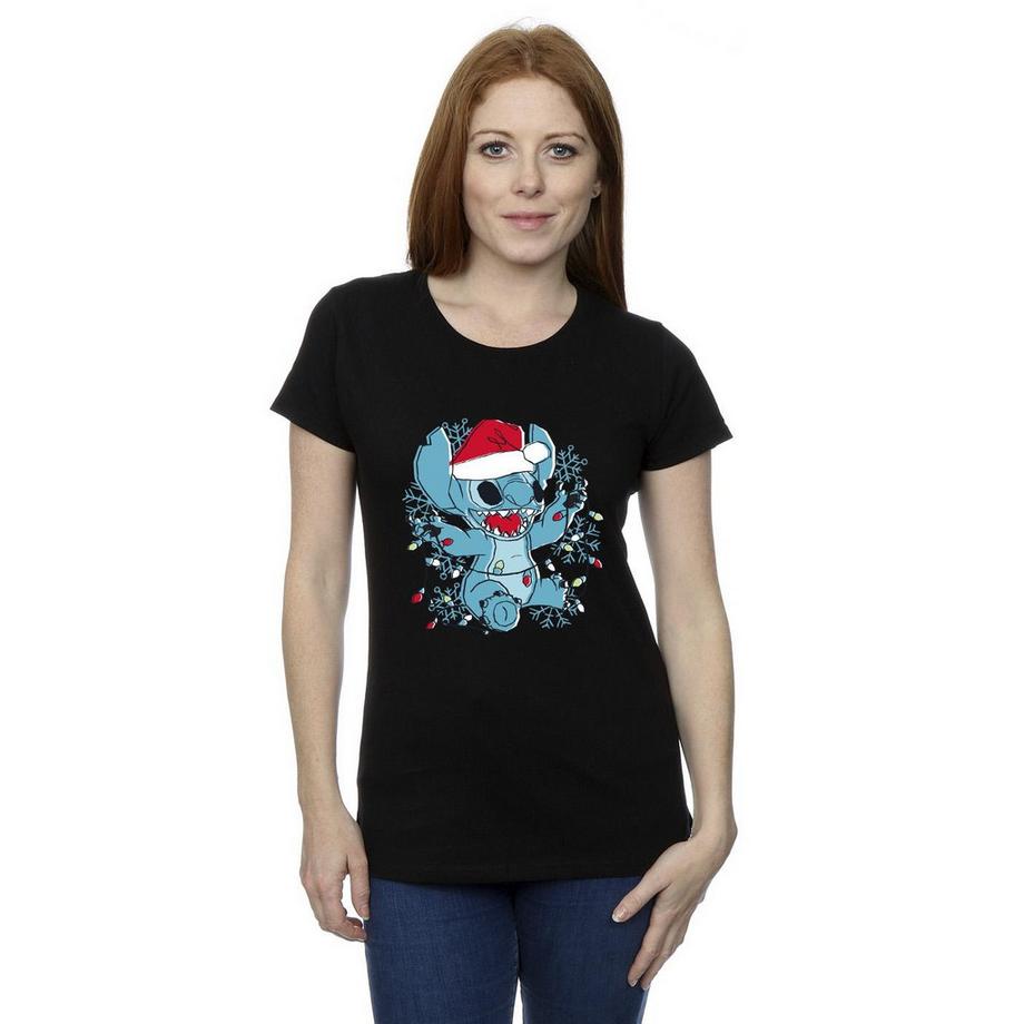Disney Stitch Lumières de Noël T-Shirt  