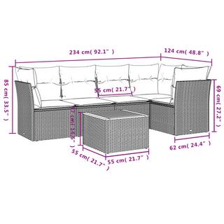 VidaXL Ensemble de canapés de jardin rotin synthétique  