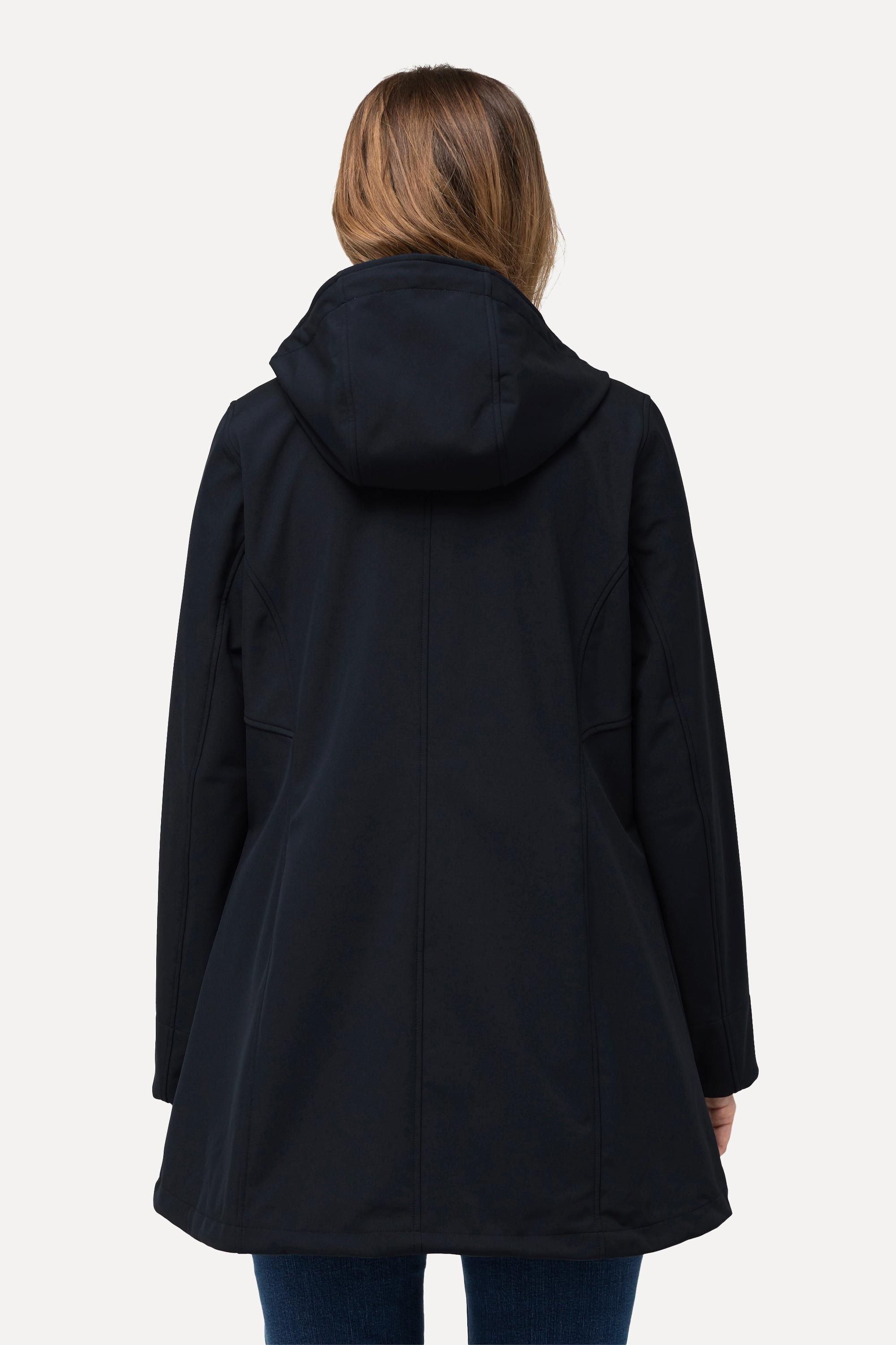 Ulla Popken HYPRAR Giacca Softshell Idrorepellente con Fodera in Pile e Cappuccio  