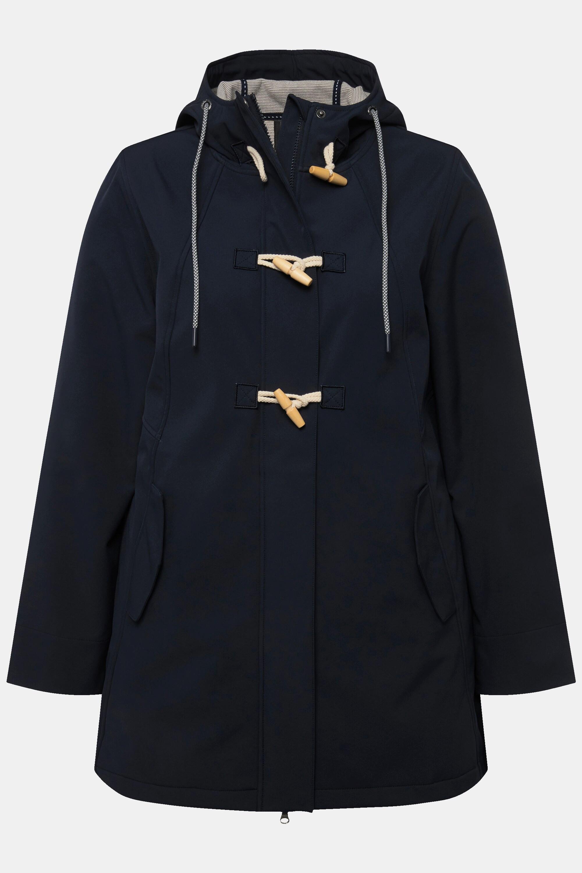 Ulla Popken HYPRAR Giacca Softshell Idrorepellente con Fodera in Pile e Cappuccio  