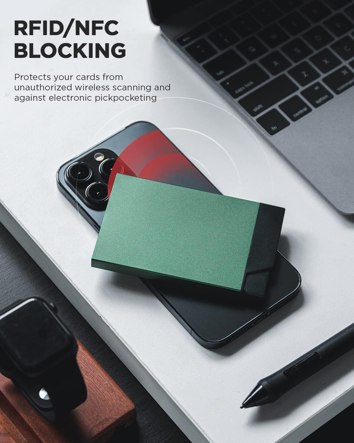 Only-bags.store Portacarte Metallo RFID NFC Protezione Slim Automatico Pop Up  