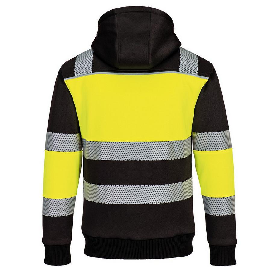 Port Pw3 Class 1 Felpa Con Cappuccio E Zip Intera Alta Visibilità  