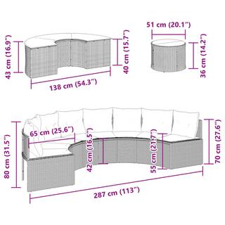 VidaXL Ensemble de canapé de jardin rotin synthétique  