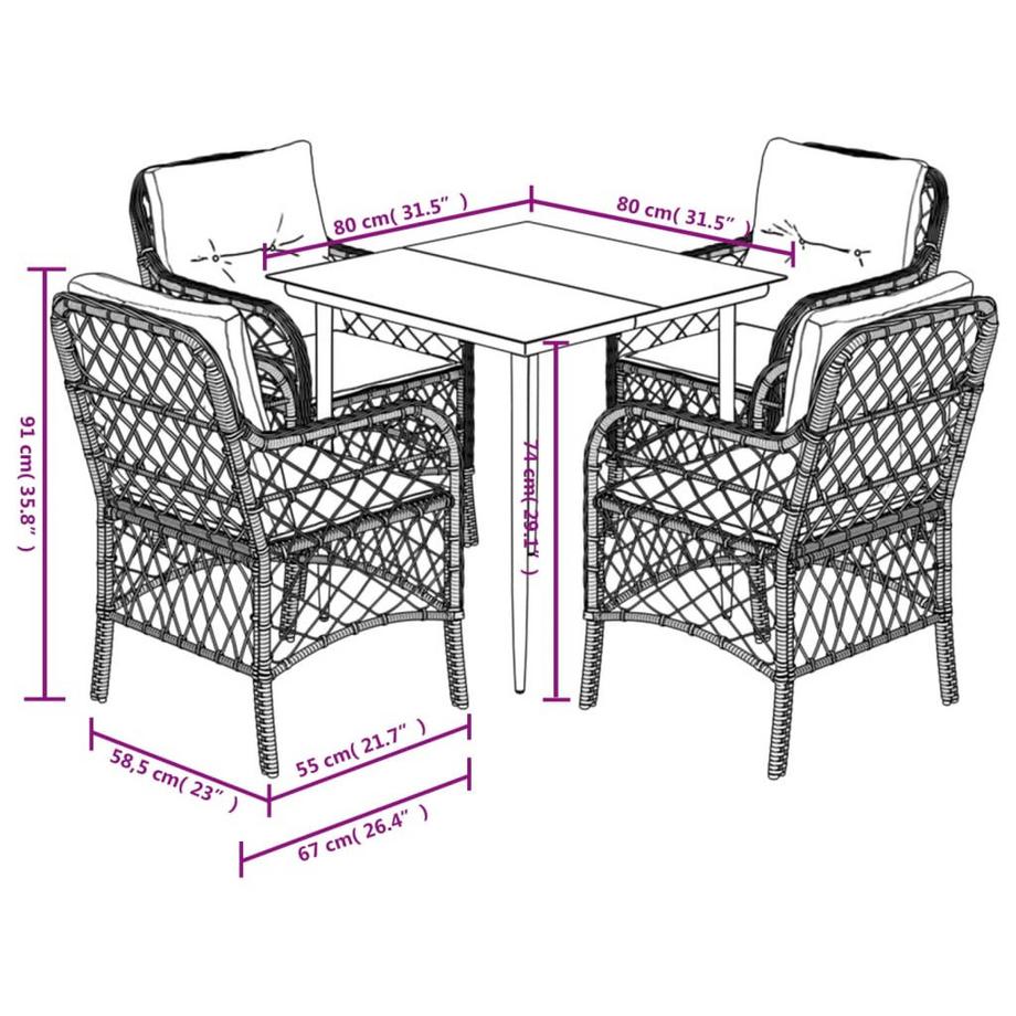 VidaXL Garten essgruppe poly-rattan  