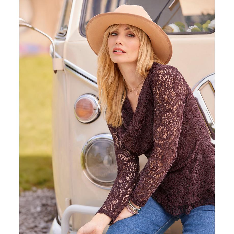 Joe Browns Blouse en Dentelle à Col Bénitier et Ourlet Asymétrique  