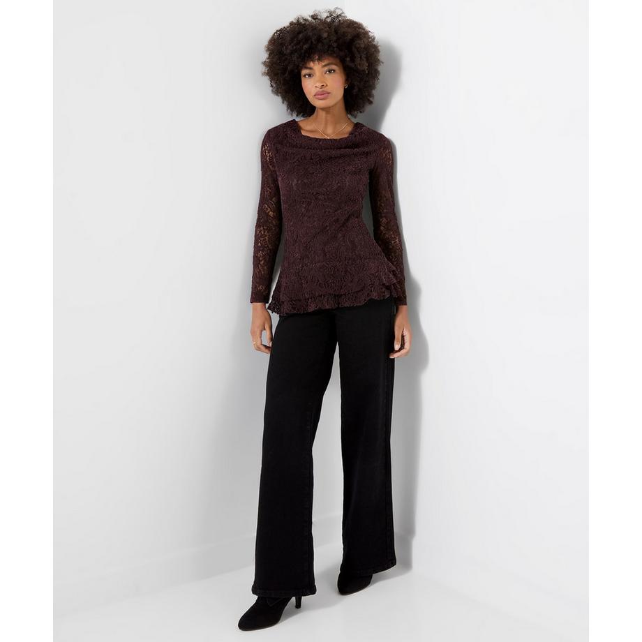 Joe Browns Blouse en Dentelle à Col Bénitier et Ourlet Asymétrique  