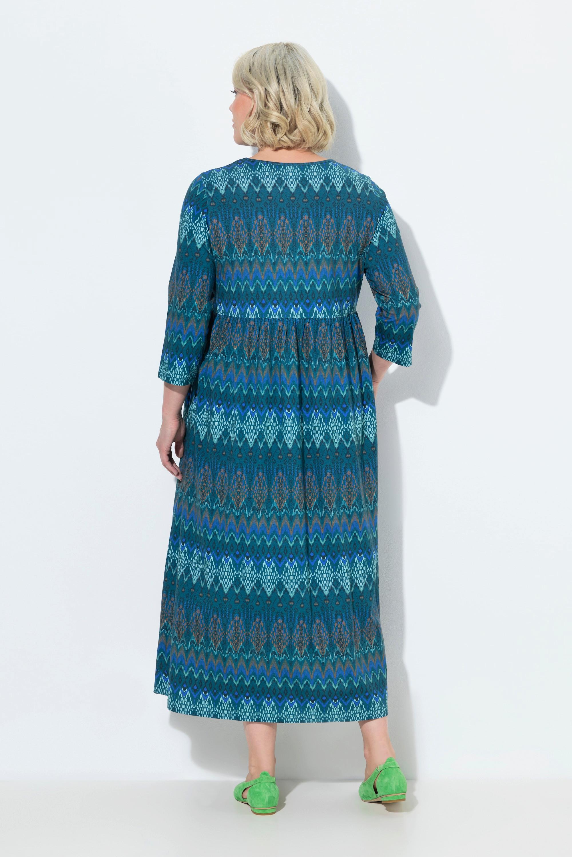 Ulla Popken Jerseykleid A-Linie Tropfen-Ausschnitt 3/4-Arm  