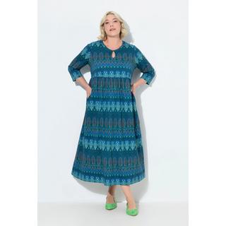 Ulla Popken Jerseykleid A-Linie Tropfen-Ausschnitt 3/4-Arm  