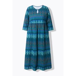 Ulla Popken Jerseykleid A-Linie Tropfen-Ausschnitt 3/4-Arm  
