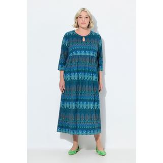 Ulla Popken Jerseykleid A-Linie Tropfen-Ausschnitt 3/4-Arm  