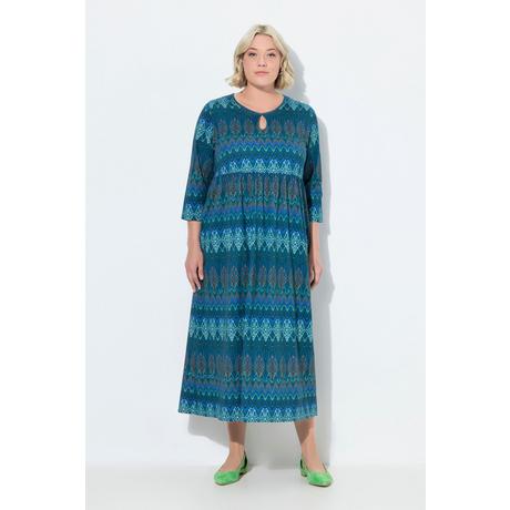 Ulla Popken Jerseykleid A-Linie Tropfen-Ausschnitt 3/4-Arm  