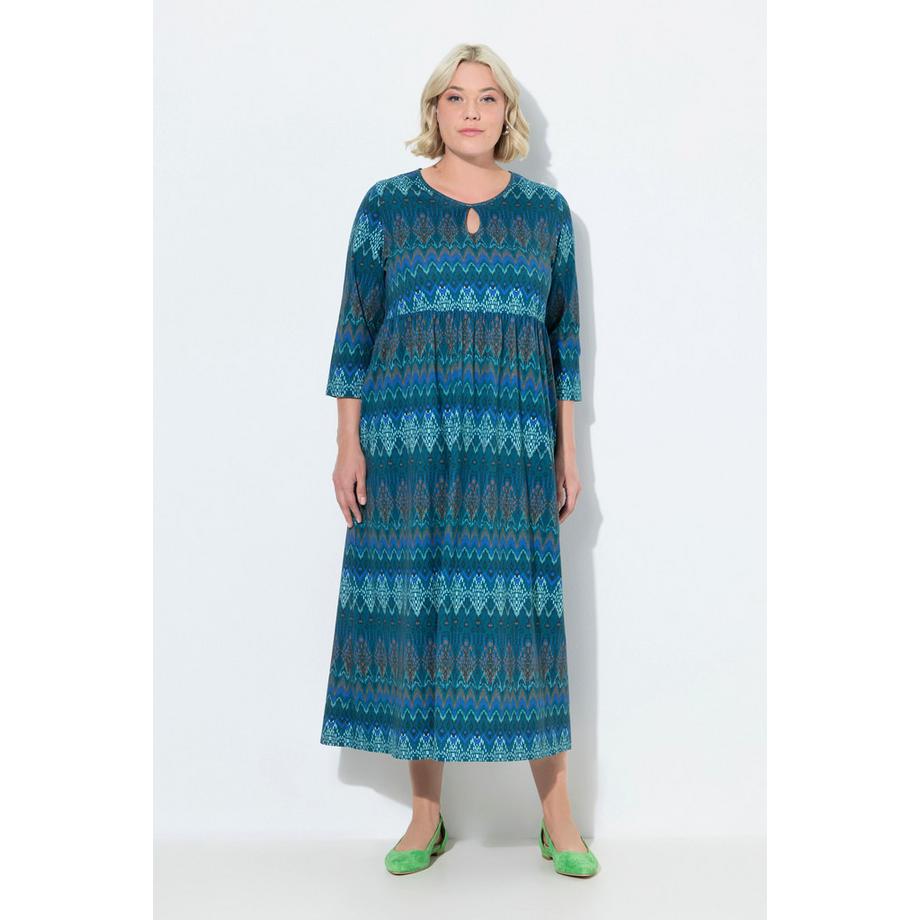 Ulla Popken Jerseykleid A-Linie Tropfen-Ausschnitt 3/4-Arm  