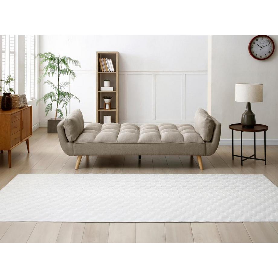 Vente-unique Canapé 3 places convertible clic-clac en tissu beige LOELINE  