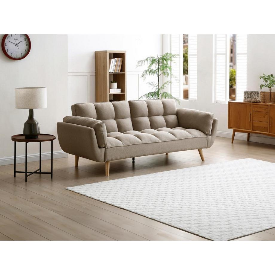 Vente-unique Canapé 3 places convertible clic-clac en tissu beige LOELINE  