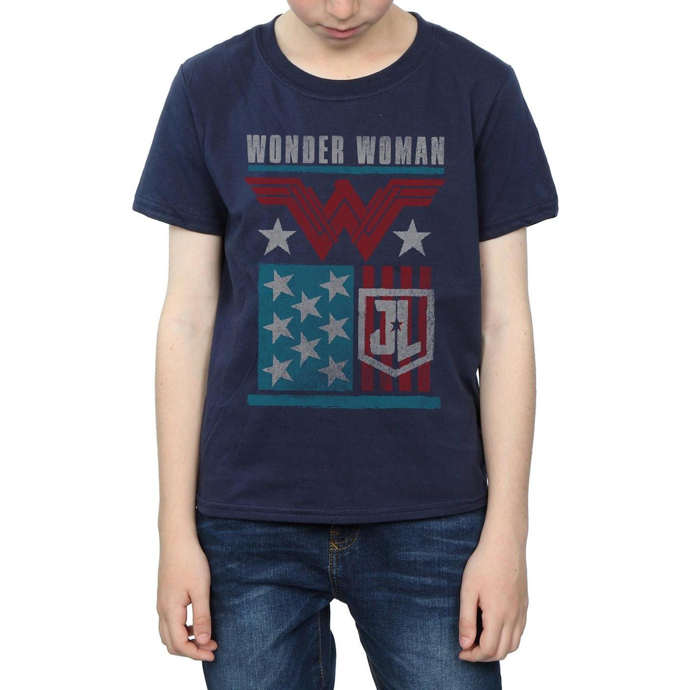 DC COMICS  Tshirt JUSTICE LEAGUE MOVIE WONDER WOMAN FLAG 