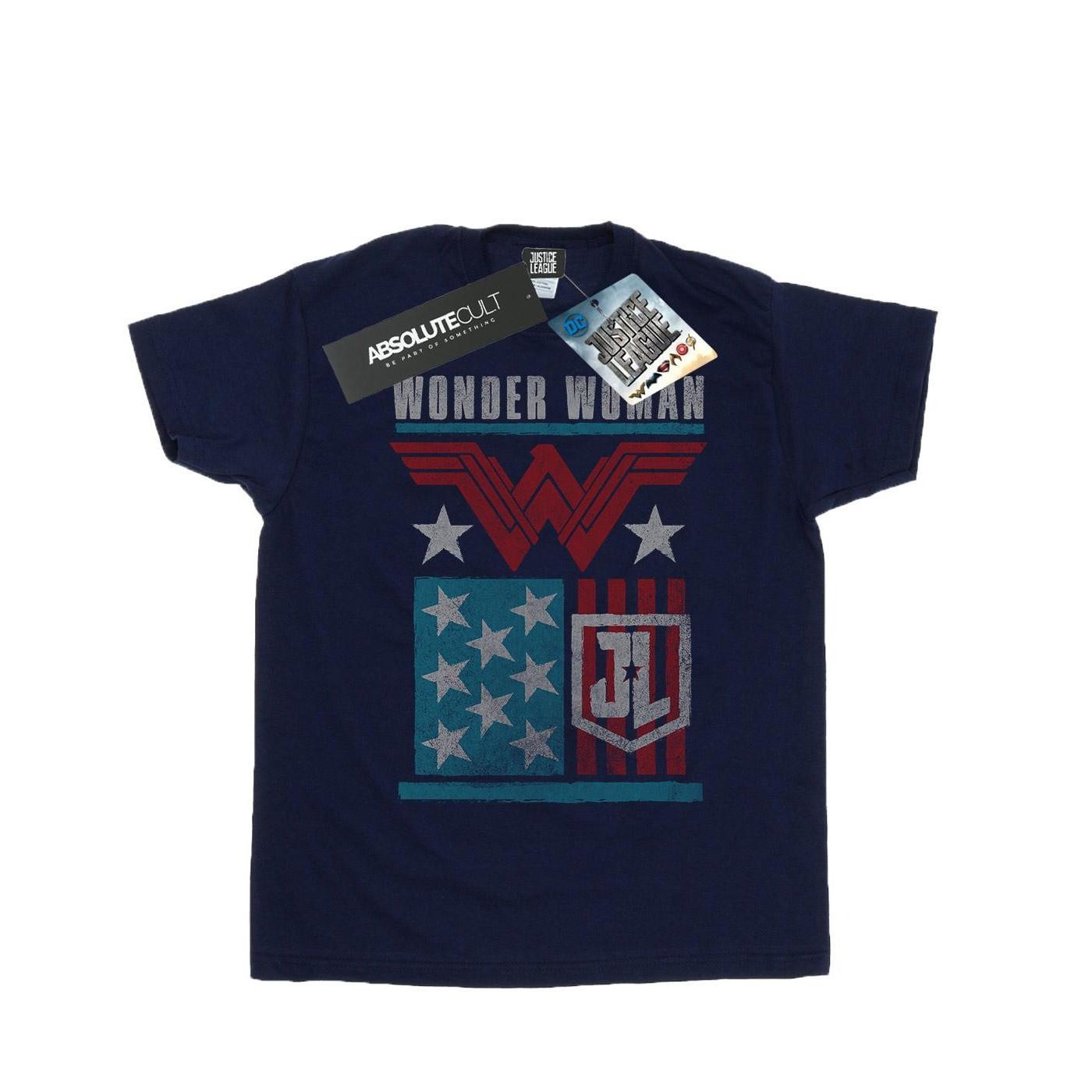 DC COMICS  Justice League Movie Wonder Woman Flag TShirt 