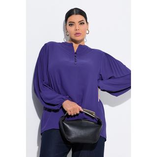 Ulla Popken Bluse Zierfalten Stehkragen Langarm  