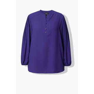 Ulla Popken Bluse Zierfalten Stehkragen Langarm  