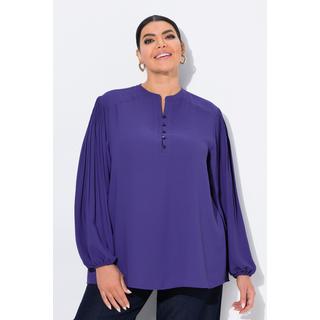 Ulla Popken Bluse Zierfalten Stehkragen Langarm  